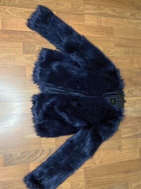 Forever 21 Navy Faux Fur Jacket